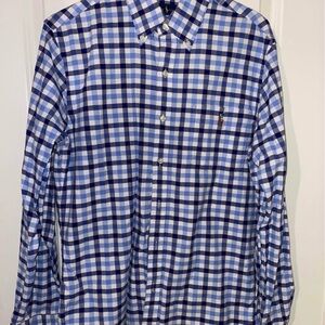 Ralph Lauren Blue and White Plaid Men's Shirt